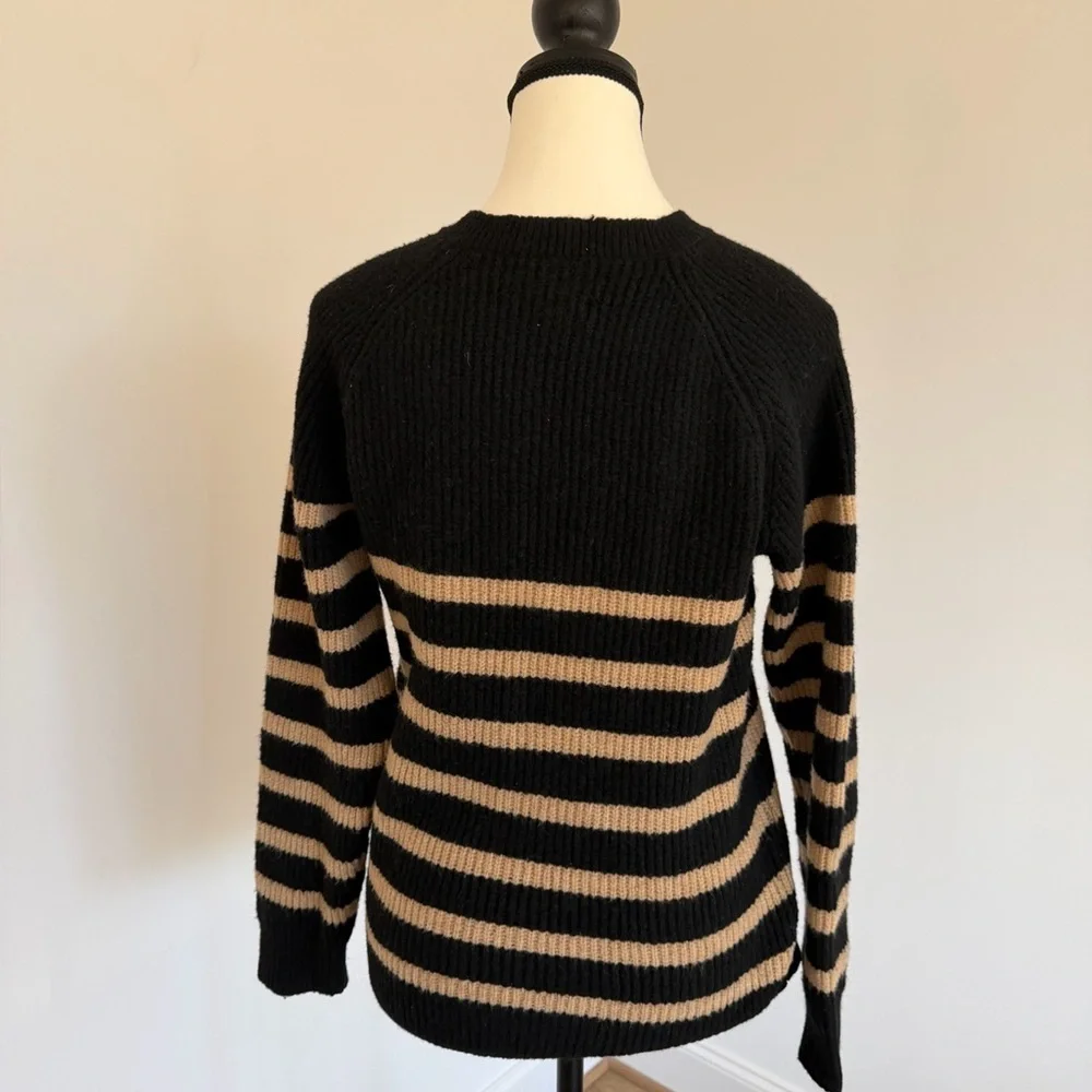 Knox Rose Black & Tan Striped Ribbed Sweater | XS
